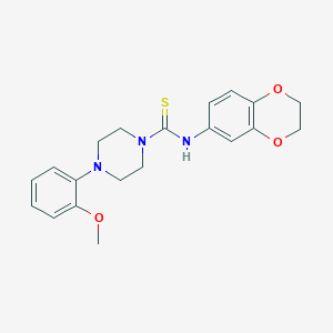 molecular formula C20H23N3O3S B4860267 N-(2,3-dihydro-1,4-benzodioxin-6-yl)-4-(2-methoxyphenyl)-1-piperazinecarbothioamide 