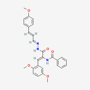 molecular formula C28H27N3O5 B4860284 N-[2-(2,5-dimethoxyphenyl)-1-({2-[3-(4-methoxyphenyl)-2-propen-1-ylidene]hydrazino}carbonyl)vinyl]benzamide 