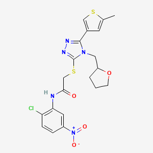 molecular formula C20H20ClN5O4S2 B4860289 N-(2-chloro-5-nitrophenyl)-2-{[5-(5-methylthiophen-3-yl)-4-(tetrahydrofuran-2-ylmethyl)-4H-1,2,4-triazol-3-yl]sulfanyl}acetamide 