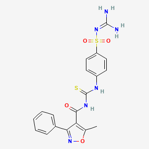 molecular formula C19H18N6O4S2 B4860307 N-({[4-({[amino(imino)methyl]amino}sulfonyl)phenyl]amino}carbonothioyl)-5-methyl-3-phenyl-4-isoxazolecarboxamide 