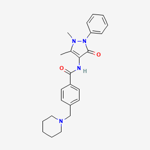 molecular formula C24H28N4O2 B4860427 N-(1,5-dimethyl-3-oxo-2-phenyl-2,3-dihydro-1H-pyrazol-4-yl)-4-[(piperidin-1-yl)methyl]benzamide 