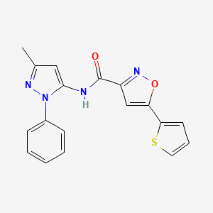 molecular formula C18H14N4O2S B4860446 N-(3-methyl-1-phenyl-1H-pyrazol-5-yl)-5-(2-thienyl)-3-isoxazolecarboxamide 