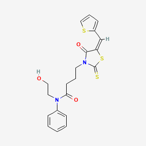 molecular formula C20H20N2O3S3 B4860601 N-(2-HYDROXYETHYL)-4-[(5E)-4-OXO-5-(2-THIENYLMETHYLENE)-2-THIOXO-1,3-THIAZOLIDIN-3-YL]-N-PHENYLBUTANAMIDE 