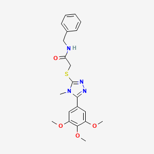 molecular formula C21H24N4O4S B4860684 N-benzyl-2-{[4-methyl-5-(3,4,5-trimethoxyphenyl)-4H-1,2,4-triazol-3-yl]sulfanyl}acetamide 