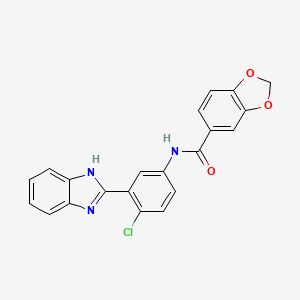 molecular formula C21H14ClN3O3 B4860790 N-[3-(1H-benzimidazol-2-yl)-4-chlorophenyl]-1,3-benzodioxole-5-carboxamide 