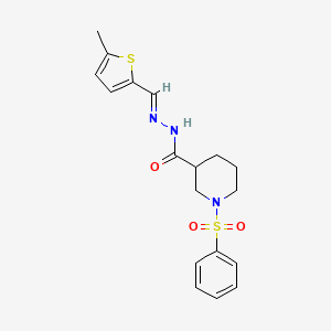 molecular formula C18H21N3O3S2 B4860852 N'-[(E)-(5-methylthiophen-2-yl)methylidene]-1-(phenylsulfonyl)piperidine-3-carbohydrazide 