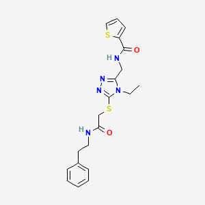 molecular formula C20H23N5O2S2 B4860994 N-{[4-ethyl-5-({2-oxo-2-[(2-phenylethyl)amino]ethyl}thio)-4H-1,2,4-triazol-3-yl]methyl}-2-thiophenecarboxamide 