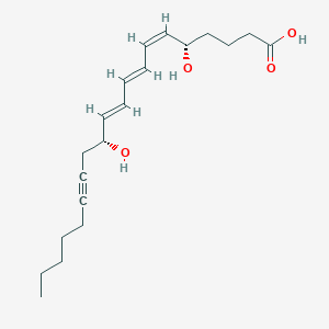 molecular formula C20H30O4 B048610 (5S,6Z,8E,10E,12R)-5,12-dihydroxyicosa-6,8,10-trien-14-ynoic acid CAS No. 114616-11-4