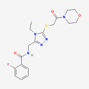 molecular formula C18H22FN5O3S B4861014 N-[(4-ethyl-5-{[2-(morpholin-4-yl)-2-oxoethyl]sulfanyl}-4H-1,2,4-triazol-3-yl)methyl]-2-fluorobenzamide 