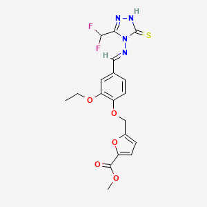 molecular formula C19H18F2N4O5S B4861051 METHYL 5-{[4-({[3-(DIFLUOROMETHYL)-5-SULFANYL-4H-1,2,4-TRIAZOL-4-YL]IMINO}METHYL)-2-ETHOXYPHENOXY]METHYL}-2-FUROATE 