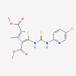 molecular formula C15H14ClN3O4S2 B4861111 dimethyl 5-({[(5-chloro-2-pyridinyl)amino]carbonothioyl}amino)-3-methyl-2,4-thiophenedicarboxylate 