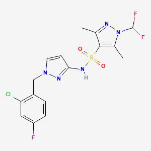 molecular formula C16H15ClF3N5O2S B4861145 N~4~-[1-(2-CHLORO-4-FLUOROBENZYL)-1H-PYRAZOL-3-YL]-1-(DIFLUOROMETHYL)-3,5-DIMETHYL-1H-PYRAZOLE-4-SULFONAMIDE 
