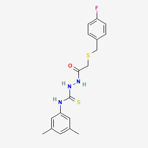 molecular formula C18H20FN3OS2 B4861162 N-(3,5-dimethylphenyl)-2-{[(4-fluorobenzyl)thio]acetyl}hydrazinecarbothioamide 