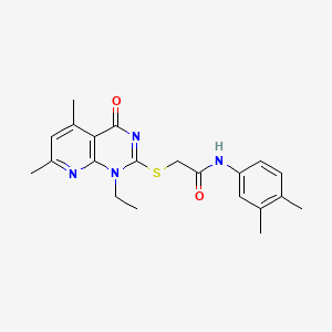 molecular formula C21H24N4O2S B4861182 N-(3,4-DIMETHYLPHENYL)-2-({1-ETHYL-5,7-DIMETHYL-4-OXO-1H,4H-PYRIDO[2,3-D]PYRIMIDIN-2-YL}SULFANYL)ACETAMIDE 
