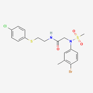 molecular formula C18H20BrClN2O3S2 B4861203 N~2~-(4-bromo-3-methylphenyl)-N~1~-{2-[(4-chlorophenyl)thio]ethyl}-N~2~-(methylsulfonyl)glycinamide 