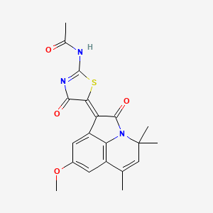 molecular formula C20H19N3O4S B4861362 N-[5-(8-methoxy-4,4,6-trimethyl-2-oxo-4H-pyrrolo[3,2,1-ij]quinolin-1(2H)-ylidene)-4-oxo-4,5-dihydro-1,3-thiazol-2-yl]acetamide 