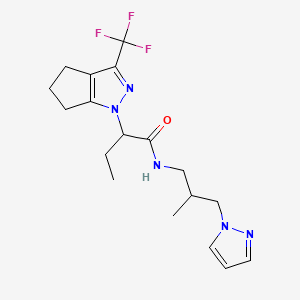 molecular formula C18H24F3N5O B4861388 N~1~-[2-METHYL-3-(1H-PYRAZOL-1-YL)PROPYL]-2-[3-(TRIFLUOROMETHYL)-5,6-DIHYDROCYCLOPENTA[C]PYRAZOL-1(4H)-YL]BUTANAMIDE 