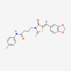 molecular formula C22H20N2O4S2 B4861515 4-[(5Z)-5-(1,3-benzodioxol-5-ylmethylidene)-4-oxo-2-thioxo-1,3-thiazolidin-3-yl]-N-(4-methylphenyl)butanamide 