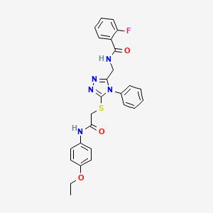 molecular formula C26H24FN5O3S B4861662 N-((5-((2-((4-ethoxyphenyl)amino)-2-oxoethyl)thio)-4-phenyl-4H-1,2,4-triazol-3-yl)methyl)-2-fluorobenzamide 