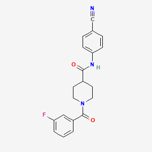 molecular formula C20H18FN3O2 B4861680 N-(4-cyanophenyl)-1-(3-fluorobenzoyl)piperidine-4-carboxamide 