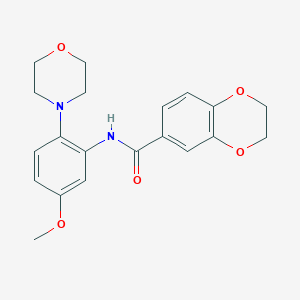 molecular formula C20H22N2O5 B4861739 N-[5-methoxy-2-(4-morpholinyl)phenyl]-2,3-dihydro-1,4-benzodioxine-6-carboxamide 