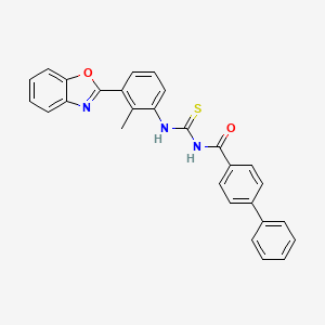 molecular formula C28H21N3O2S B4861845 N-{[3-(1,3-benzoxazol-2-yl)-2-methylphenyl]carbamothioyl}biphenyl-4-carboxamide 