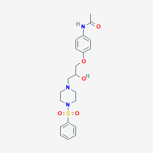 molecular formula C21H27N3O5S B486191 N-(4-{2-hydroxy-3-[4-(phenylsulfonyl)piperazinyl]propoxy}phenyl)acetamide CAS No. 825608-31-9