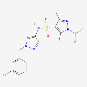 molecular formula C16H16ClF2N5O2S B4861947 N~4~-[1-(3-CHLOROBENZYL)-1H-PYRAZOL-4-YL]-1-(DIFLUOROMETHYL)-3,5-DIMETHYL-1H-PYRAZOLE-4-SULFONAMIDE 