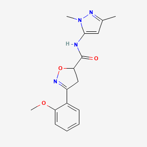 molecular formula C16H18N4O3 B4861969 N-(2,5-dimethylpyrazol-3-yl)-3-(2-methoxyphenyl)-4,5-dihydro-1,2-oxazole-5-carboxamide 