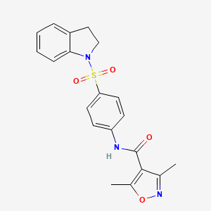 molecular formula C20H19N3O4S B4861996 N-[4-(2,3-dihydro-1H-indol-1-ylsulfonyl)phenyl]-3,5-dimethyl-4-isoxazolecarboxamide 