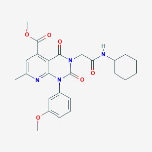 molecular formula C25H28N4O6 B4862033 METHYL 3-[(CYCLOHEXYLCARBAMOYL)METHYL]-1-(3-METHOXYPHENYL)-7-METHYL-2,4-DIOXO-1H,2H,3H,4H-PYRIDO[2,3-D]PYRIMIDINE-5-CARBOXYLATE 