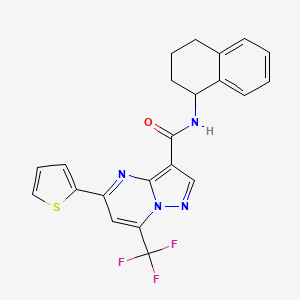 molecular formula C22H17F3N4OS B4862191 N-(1,2,3,4-tetrahydro-1-naphthalenyl)-5-(2-thienyl)-7-(trifluoromethyl)pyrazolo[1,5-a]pyrimidine-3-carboxamide 