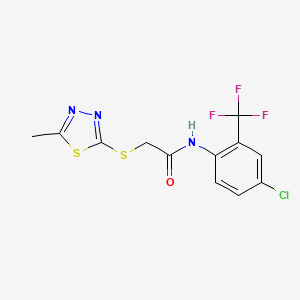 molecular formula C12H9ClF3N3OS2 B4862288 N-[4-chloro-2-(trifluoromethyl)phenyl]-2-[(5-methyl-1,3,4-thiadiazol-2-yl)sulfanyl]acetamide 