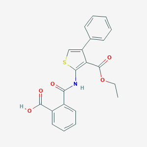 molecular formula C21H17NO5S B486231 2-((3-(Ethoxycarbonyl)-4-phenylthiophen-2-yl)carbamoyl)benzoic acid CAS No. 299419-80-0