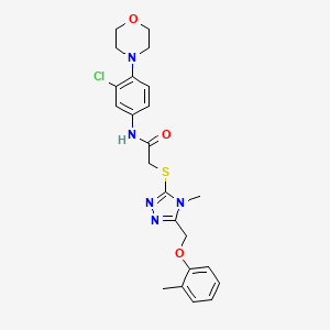 molecular formula C23H26ClN5O3S B4862327 N-[3-chloro-4-(4-morpholinyl)phenyl]-2-({4-methyl-5-[(2-methylphenoxy)methyl]-4H-1,2,4-triazol-3-yl}thio)acetamide 
