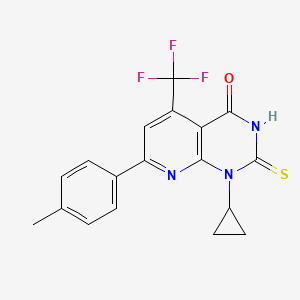 molecular formula C18H14F3N3OS B4862343 1-cyclopropyl-7-(4-methylphenyl)-2-sulfanyl-5-(trifluoromethyl)pyrido[2,3-d]pyrimidin-4(1H)-one CAS No. 938001-68-4