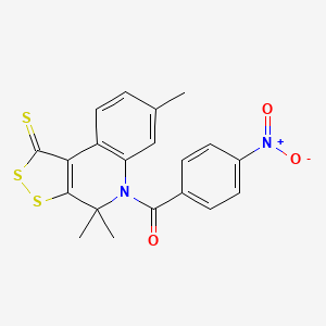 molecular formula C20H16N2O3S3 B4862390 4,4,7-trimethyl-5-(4-nitrobenzoyl)-1H,4H,5H-[1,2]dithiolo[3,4-c]quinoline-1-thione 