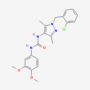 molecular formula C21H23ClN4O3 B4862396 N-[1-(2-chlorobenzyl)-3,5-dimethyl-1H-pyrazol-4-yl]-N'-(3,4-dimethoxyphenyl)urea 