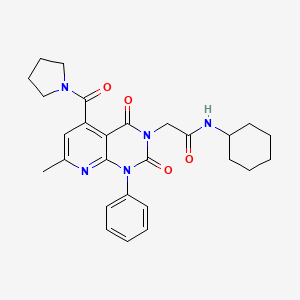 molecular formula C27H31N5O4 B4862422 N-CYCLOHEXYL-2-[7-METHYL-2,4-DIOXO-1-PHENYL-5-(PYRROLIDINE-1-CARBONYL)-1H,2H,3H,4H-PYRIDO[2,3-D]PYRIMIDIN-3-YL]ACETAMIDE 