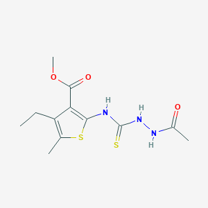 molecular formula C12H17N3O3S2 B4862639 methyl 2-{[(2-acetylhydrazino)carbonothioyl]amino}-4-ethyl-5-methyl-3-thiophenecarboxylate 