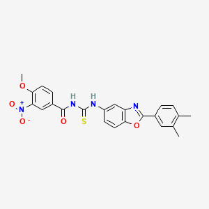 molecular formula C24H20N4O5S B4862741 N-({[2-(3,4-dimethylphenyl)-1,3-benzoxazol-5-yl]amino}carbonothioyl)-4-methoxy-3-nitrobenzamide 