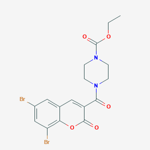 molecular formula C17H16Br2N2O5 B486284 ethyl 4-(6,8-dibromo-2-oxo-2H-chromene-3-carbonyl)piperazine-1-carboxylate CAS No. 667891-47-6