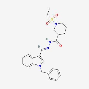molecular formula C24H28N4O3S B4862901 N'-[(1-benzyl-1H-indol-3-yl)methylene]-1-(ethylsulfonyl)-3-piperidinecarbohydrazide 