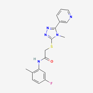 molecular formula C17H16FN5OS B4862950 N-(5-fluoro-2-methylphenyl)-2-{[4-methyl-5-(pyridin-3-yl)-4H-1,2,4-triazol-3-yl]sulfanyl}acetamide 