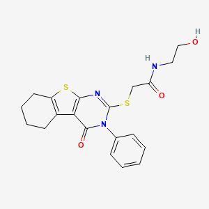 molecular formula C20H21N3O3S2 B4862978 N-(2-hydroxyethyl)-2-[(4-oxo-3-phenyl-5,6,7,8-tetrahydro-[1]benzothiolo[2,3-d]pyrimidin-2-yl)sulfanyl]acetamide CAS No. 6070-70-8