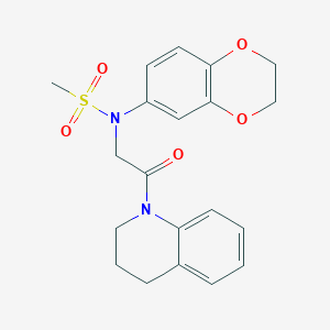 molecular formula C20H22N2O5S B4863007 N-(2,3-dihydro-1,4-benzodioxin-6-yl)-N-[2-(3,4-dihydro-1(2H)-quinolinyl)-2-oxoethyl]methanesulfonamide 