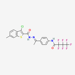 molecular formula C22H15ClF7N3O2S B4863254 N-(4-{N-[(3-chloro-6-methyl-1-benzothien-2-yl)carbonyl]ethanehydrazonoyl}phenyl)-2,2,3,3,4,4,4-heptafluorobutanamide 