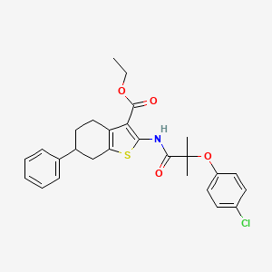 molecular formula C27H28ClNO4S B4863261 ethyl 2-{[2-(4-chlorophenoxy)-2-methylpropanoyl]amino}-6-phenyl-4,5,6,7-tetrahydro-1-benzothiophene-3-carboxylate 