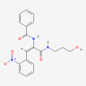 molecular formula C19H19N3O5 B4863271 N-[(E)-3-(3-hydroxypropylamino)-1-(2-nitrophenyl)-3-oxoprop-1-en-2-yl]benzamide 