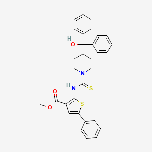 molecular formula C31H30N2O3S2 B4863356 methyl 2-[({4-[hydroxy(diphenyl)methyl]-1-piperidinyl}carbonothioyl)amino]-5-phenyl-3-thiophenecarboxylate 